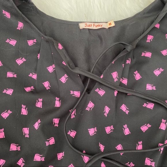 Cat Dress dark blue & bright pink with pockets! - Picture 2 of 7